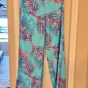 Lily Pulitzer palazzo wide leg silk pants.